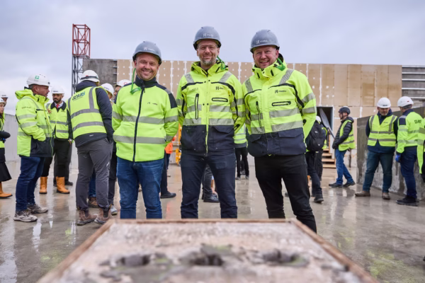 Ryan Wilkinson, Mark Ingham and Darren Hodgson attending Obsidian's Topping Out