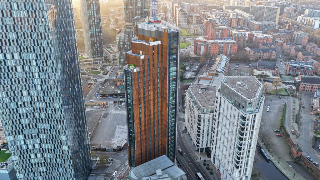 Fusion Manchester student accommodation under construction, highlighting large-scale MEP delivery by Matic Building Services